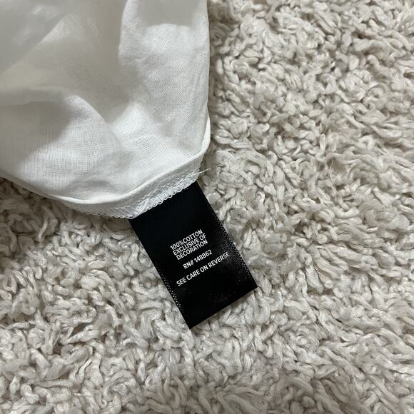 Torrid Size 4X White Clip Dot Floral Lace Trim Woven Blousson Button-Up Blouse - Picture 3 of 4